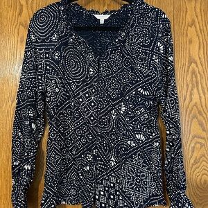 Lucky Brand Navy and White Patterned Top